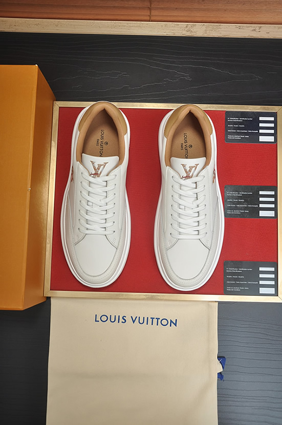 ルイ・ヴィトン フラワーモチーフ レザー 厚底スニーカー ホワイト shoes590 - 画像 (2)