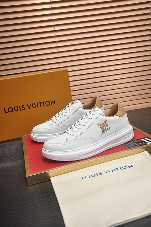 ルイ・ヴィトン フラワーモチーフ レザー 厚底スニーカー ホワイト shoes590 - 画像 (4)