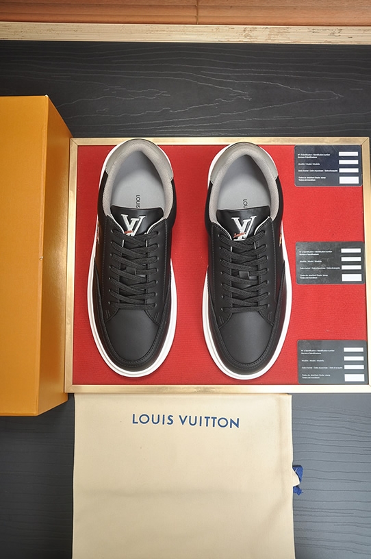 ルイ・ヴィトン フラワーモチーフ レザー 厚底スニーカー ブラック shoes591 - 画像 (2)