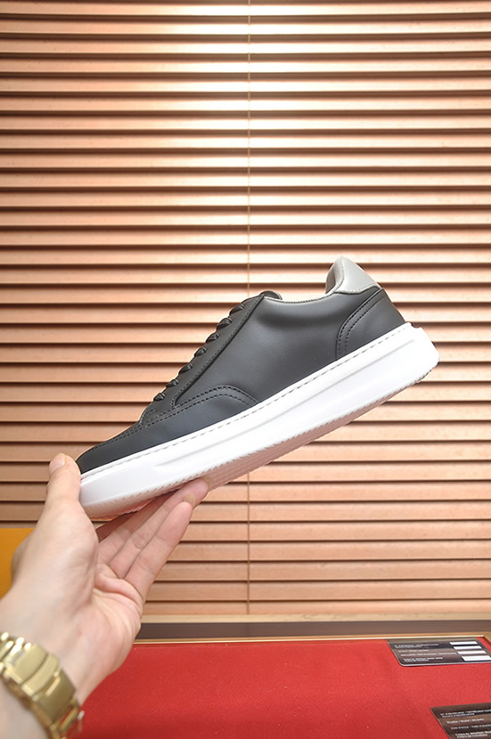 ルイ・ヴィトン フラワーモチーフ レザー 厚底スニーカー ブラック shoes591 - 画像 (5)
