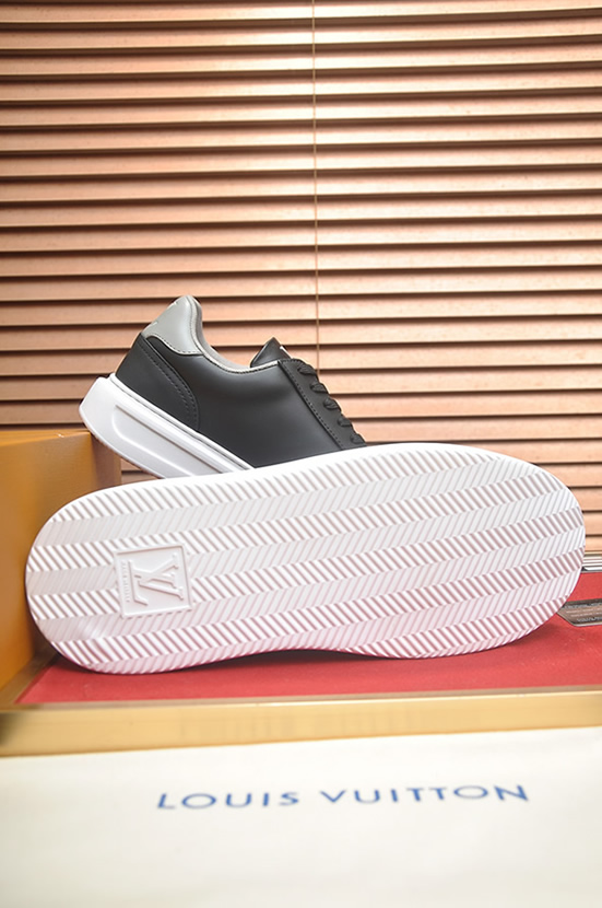 ルイ・ヴィトン フラワーモチーフ レザー 厚底スニーカー ブラック shoes591 - 画像 (7)