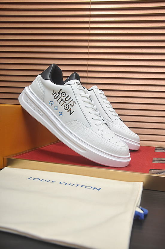 ルイ・ヴィトン モノグラム・フラワーロゴ レザー 厚底スニーカー ホワイト shoes593 - 画像 (3)