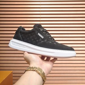 ルイ・ヴィトン モノグラム・スエード 厚底スニーカー ブラック shoes596