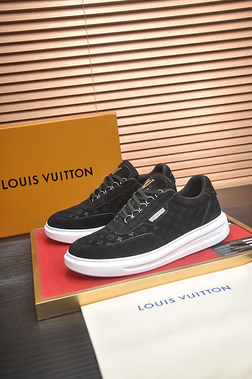 ルイ・ヴィトン モノグラム・スエード 厚底スニーカー ブラック shoes596 - 画像 (4)