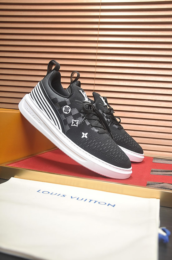 ルイ・ヴィトン ダミエ・パターン テキスタイル スニーカー ブラック shoes597 - 画像 (3)
