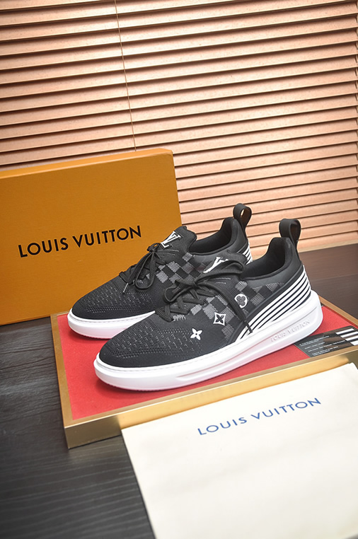 ルイ・ヴィトン ダミエ・パターン テキスタイル スニーカー ブラック shoes597 - 画像 (4)