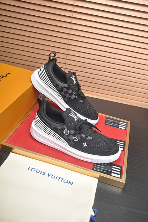 ルイ・ヴィトン ダミエ・パターン テキスタイル スニーカー ブラック shoes597 - 画像 (6)