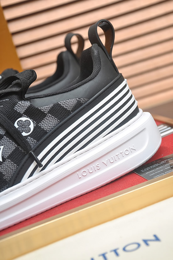 ルイ・ヴィトン ダミエ・パターン テキスタイル スニーカー ブラック shoes597 - 画像 (9)