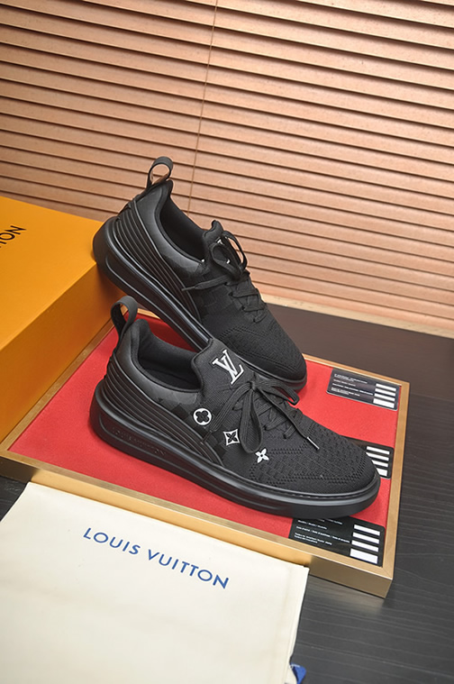 ルイ・ヴィトン ダミエ・パターン テキスタイル スニーカー オールブラック shoes598 - 画像 (6)