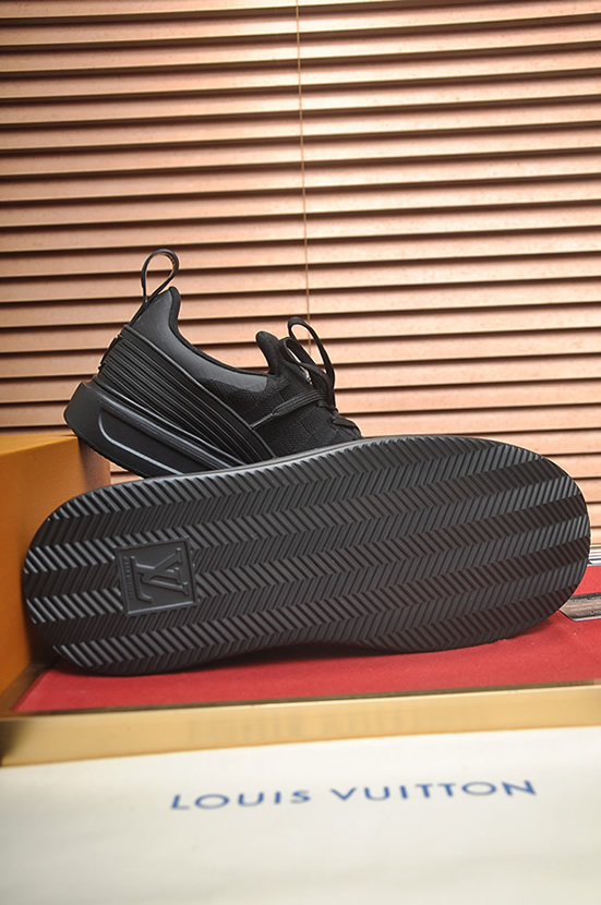 ルイ・ヴィトン ダミエ・パターン テキスタイル スニーカー オールブラック shoes598 - 画像 (7)