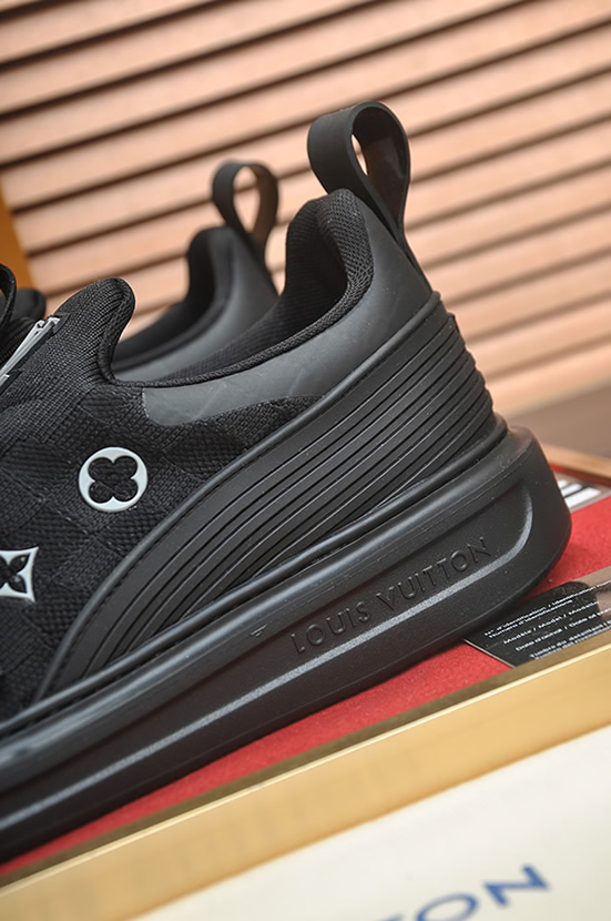 ルイ・ヴィトン ダミエ・パターン テキスタイル スニーカー オールブラック shoes598 - 画像 (9)