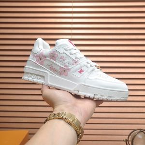 ルイ・ヴィトン 桜モチーフ レザー スニーカー ホワイト/ピンク shoes599