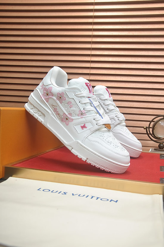 ルイ・ヴィトン 桜モチーフ レザー スニーカー ホワイト/ピンク shoes599 - 画像 (3)