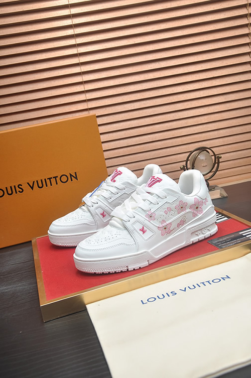 ルイ・ヴィトン 桜モチーフ レザー スニーカー ホワイト/ピンク shoes599 - 画像 (4)