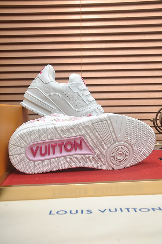 ルイ・ヴィトン 桜モチーフ レザー スニーカー ホワイト/ピンク shoes599 - 画像 (7)