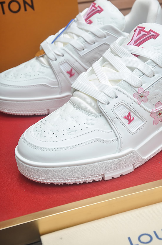 ルイ・ヴィトン 桜モチーフ レザー スニーカー ホワイト/ピンク shoes599 - 画像 (8)