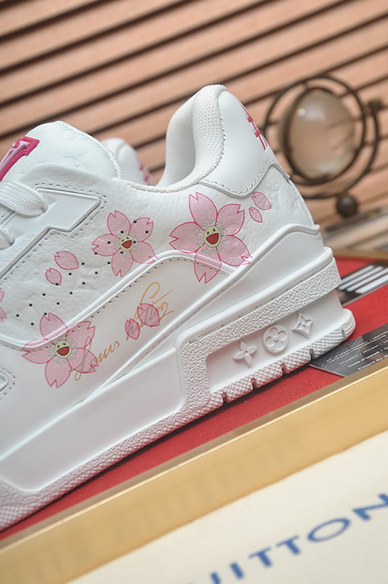 ルイ・ヴィトン 桜モチーフ レザー スニーカー ホワイト/ピンク shoes599 - 画像 (9)