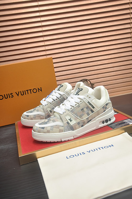 ルイ・ヴィトン ダミエ・パターン テキスタイル スニーカー ベージュ shoes600 - 画像 (4)
