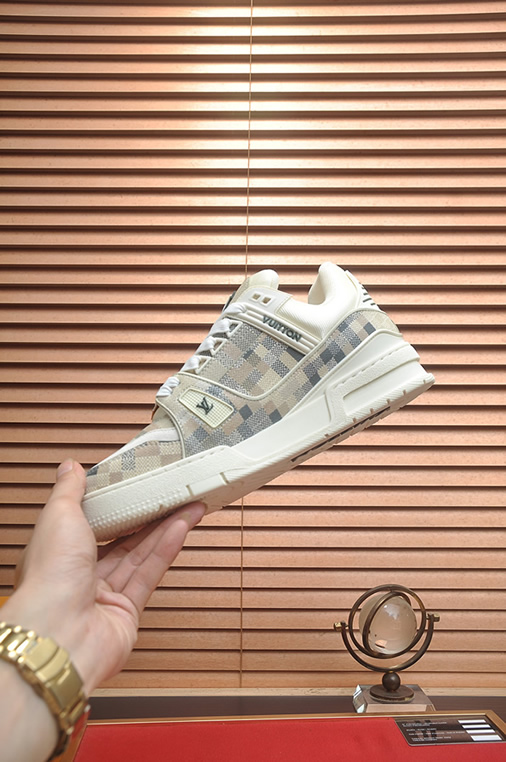 ルイ・ヴィトン ダミエ・パターン テキスタイル スニーカー ベージュ shoes600 - 画像 (5)