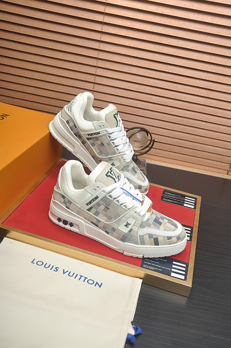 ルイ・ヴィトン ダミエ・パターン テキスタイル スニーカー ベージュ shoes600 - 画像 (6)