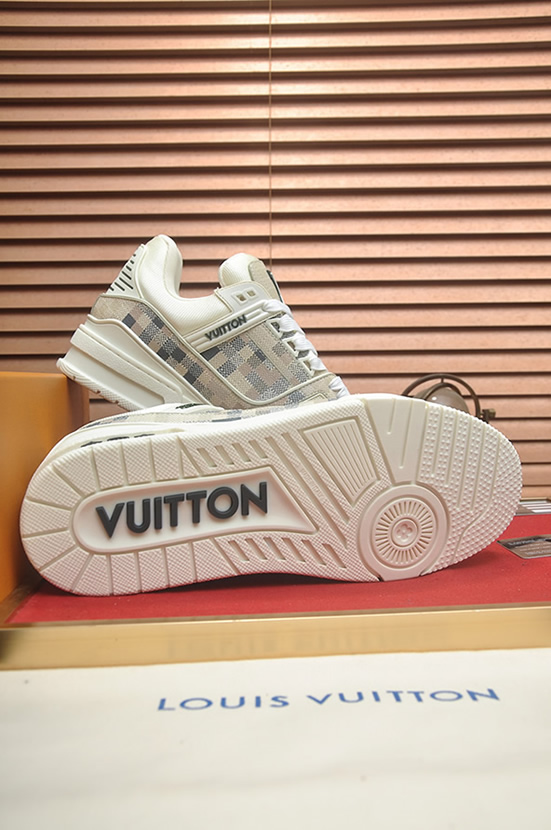 ルイ・ヴィトン ダミエ・パターン テキスタイル スニーカー ベージュ shoes600 - 画像 (7)
