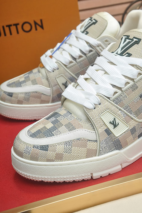 ルイ・ヴィトン ダミエ・パターン テキスタイル スニーカー ベージュ shoes600 - 画像 (8)