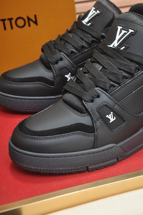 ルイ・ヴィトン スタッズタグ装飾 レザー 厚底スニーカー ブラック shoes604 - 画像 (8)