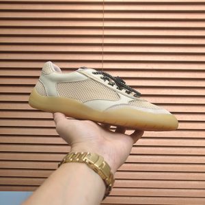 プラダ メッシュ＆レザー ドローストリング スニーカー ベージュ shoes607