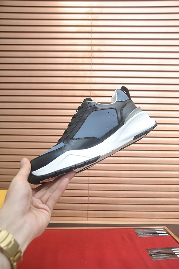 フェンディ バイカラー レザー スニーカー ブラック/ブルー shoes610 - 画像 (5)
