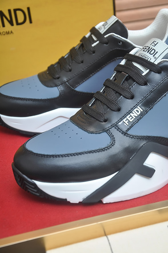 フェンディ バイカラー レザー スニーカー ブラック/ブルー shoes610 - 画像 (8)
