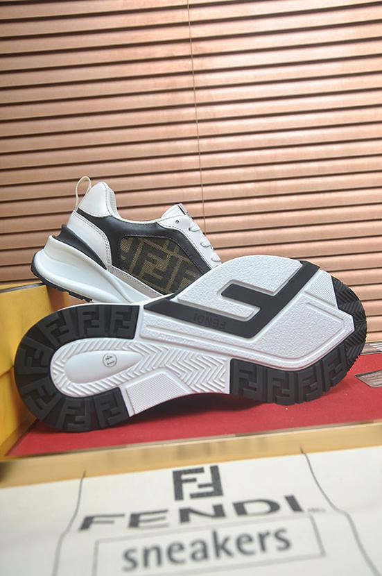 フェンディ FFズッカ柄 レザー スニーカー ホワイト/ブラウン shoes611 - 画像 (7)