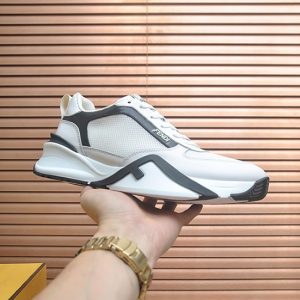 フェンディ メッシュ＆レザー スニーカー ホワイト/グレー shoes613