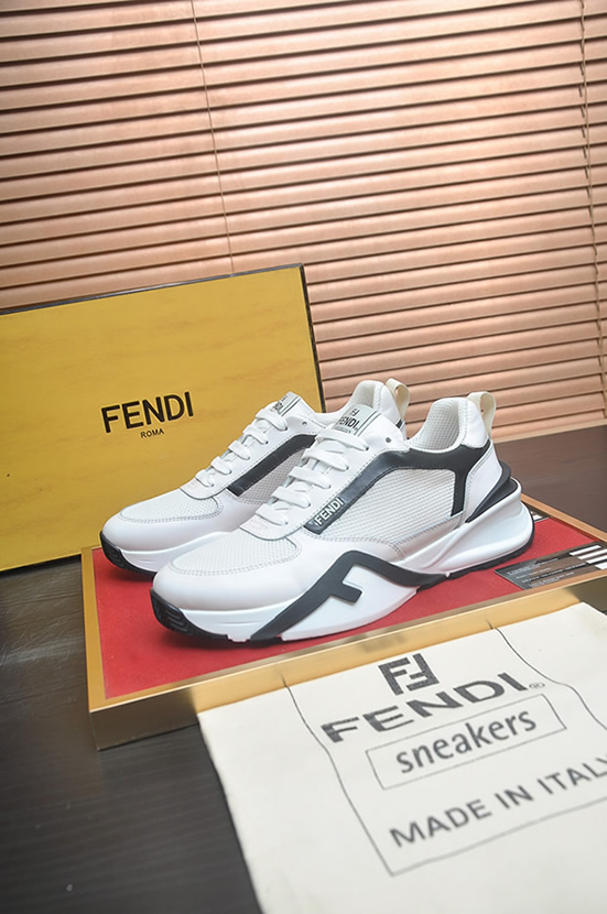 フェンディ メッシュ&レザー スニーカー ホワイト/グレー shoes613 - 画像 (4)