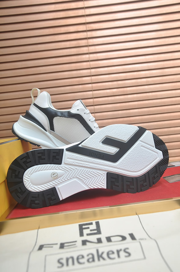 フェンディ メッシュ&レザー スニーカー ホワイト/グレー shoes613 - 画像 (7)