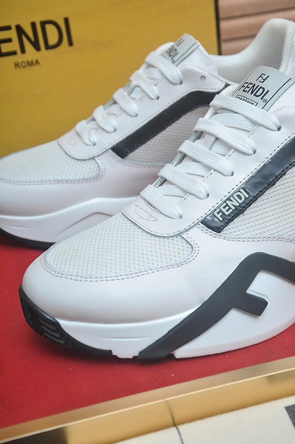 フェンディ メッシュ&レザー スニーカー ホワイト/グレー shoes613 - 画像 (8)