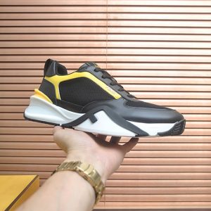 フェンディ メッシュ＆レザー スニーカー ブラック/イエロー shoes614