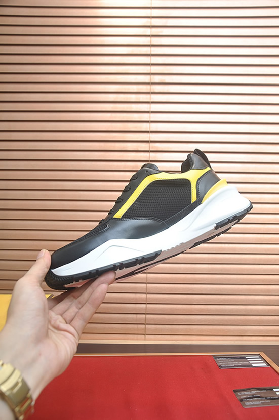 フェンディ メッシュ&レザー スニーカー ブラック/イエロー shoes614 - 画像 (5)