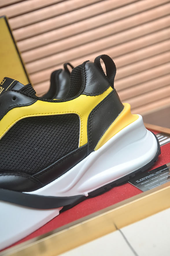 フェンディ メッシュ&レザー スニーカー ブラック/イエロー shoes614 - 画像 (9)