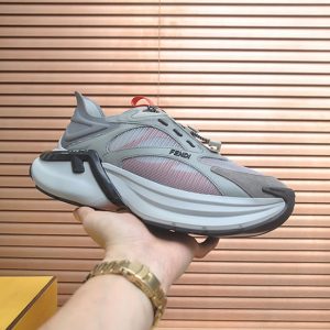フェンディ テクニカル メッシュ＆レザー スニーカー グレー オレンジ shoes616