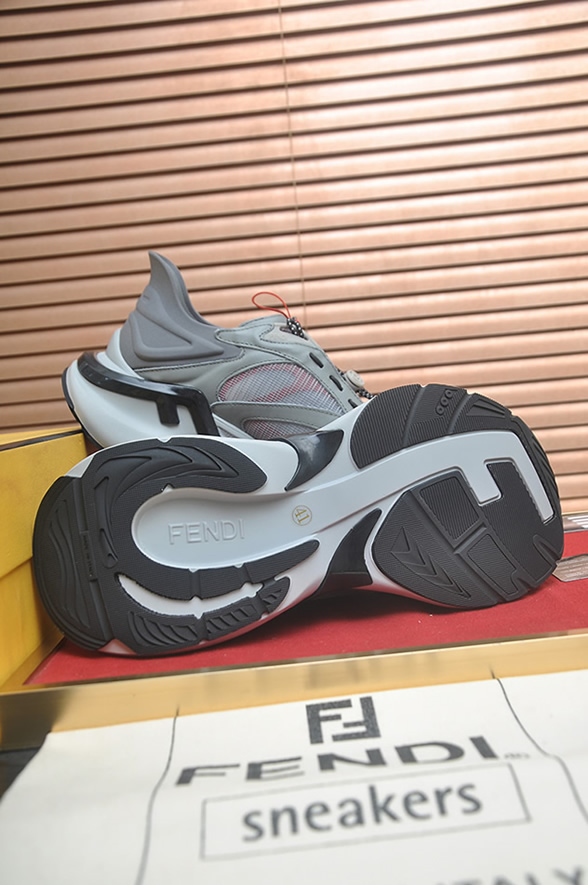 フェンディ テクニカル メッシュ&レザー スニーカー グレー オレンジ shoes616 - 画像 (7)