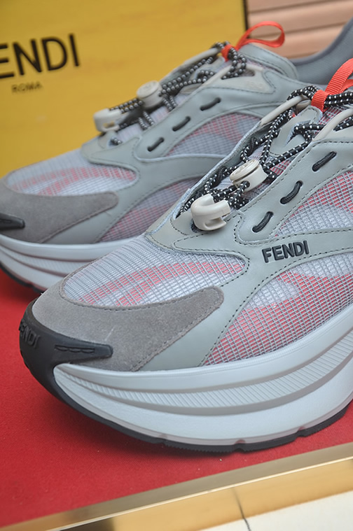フェンディ テクニカル メッシュ&レザー スニーカー グレー オレンジ shoes616 - 画像 (8)