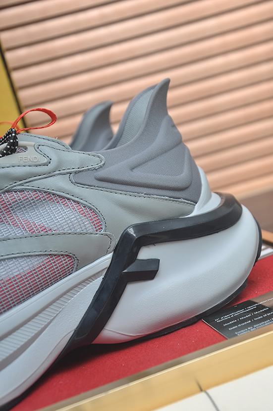 フェンディ テクニカル メッシュ&レザー スニーカー グレー オレンジ shoes616 - 画像 (9)