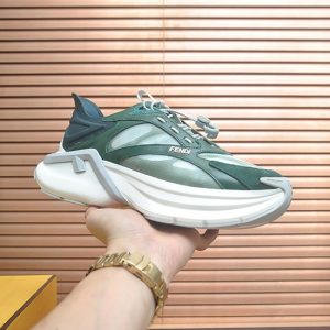 フェンディ テクニカル メッシュ＆レザー スニーカー グリーン/ホワイト shoes617