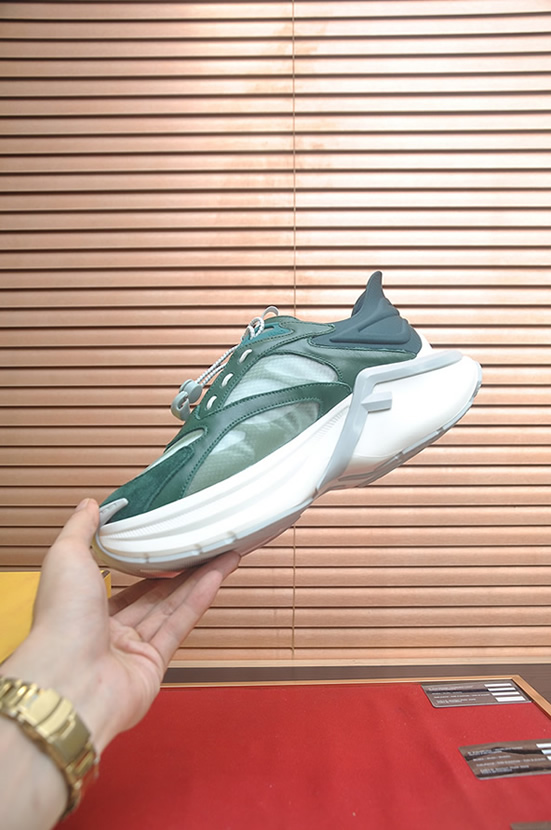 フェンディ テクニカル メッシュ&レザー スニーカー グリーン/ホワイト shoes617 - 画像 (5)