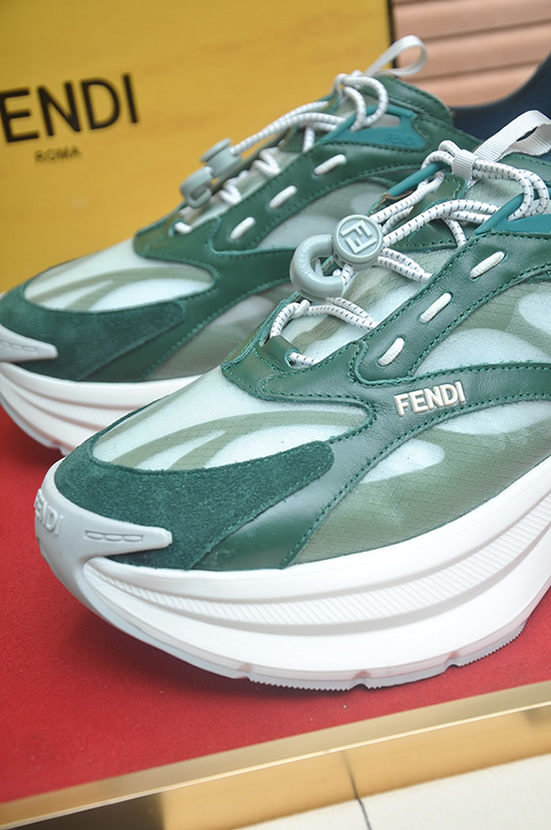 フェンディ テクニカル メッシュ&レザー スニーカー グリーン/ホワイト shoes617 - 画像 (8)