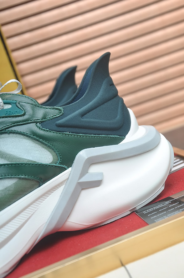 フェンディ テクニカル メッシュ&レザー スニーカー グリーン/ホワイト shoes617 - 画像 (9)
