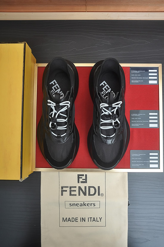 フェンディ テクニカル メッシュ&レザー スニーカー オールブラック shoes618 - 画像 (2)