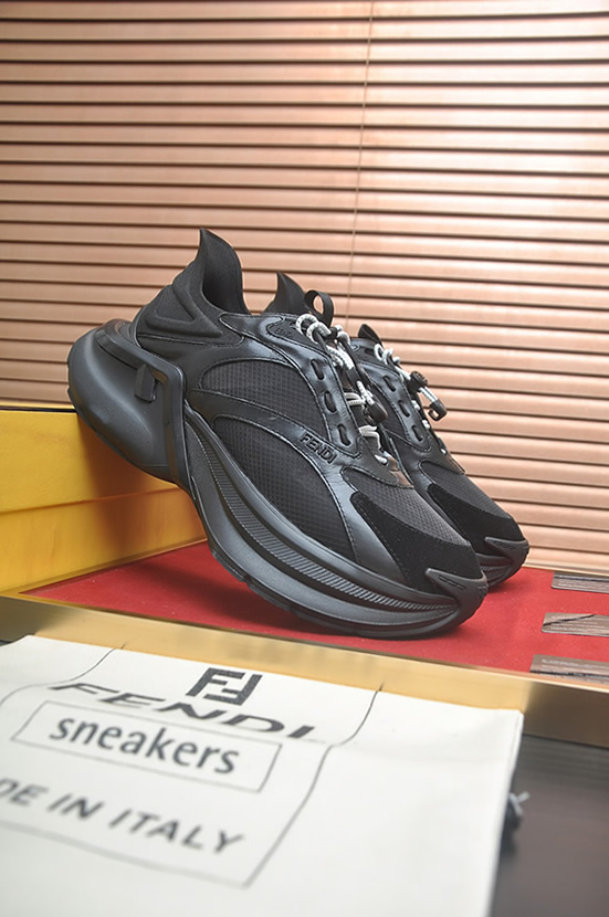 フェンディ テクニカル メッシュ&レザー スニーカー オールブラック shoes618 - 画像 (3)