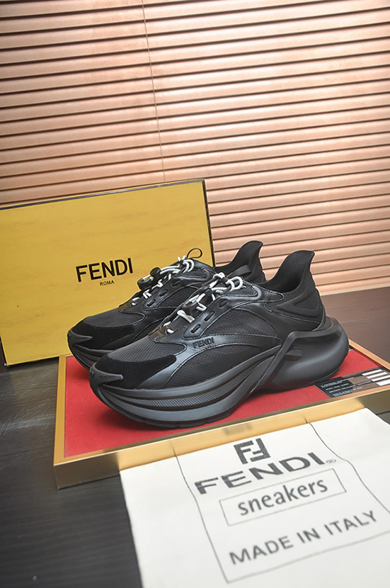 フェンディ テクニカル メッシュ&レザー スニーカー オールブラック shoes618 - 画像 (4)