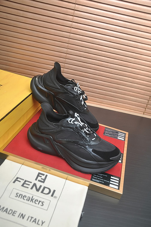 フェンディ テクニカル メッシュ&レザー スニーカー オールブラック shoes618 - 画像 (6)